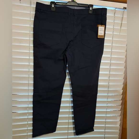 Plaid And Plain Dark Blue Dress Pants - Picture 3 of 5